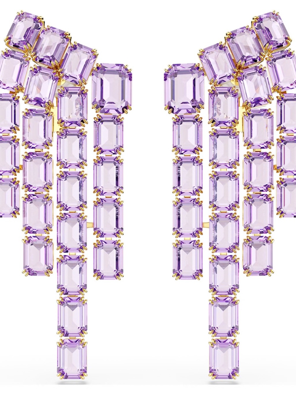 Swarovski millennia Octagon cut, Chandelier, Purple, 18K gold finish